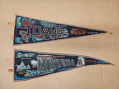 Vintage Travel Pennants Idaho Montana Felt With Raised Borders • $30