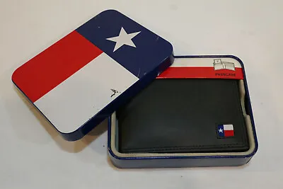 Vintage NOS Pass Case Texas Mens Wallet  Bifold Black Leather • $17.95