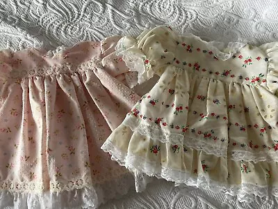 Lot Of 2 Vintage Infant Baby Clothes Dress Handmade Floral Lace Swiss Dot Pink • $32