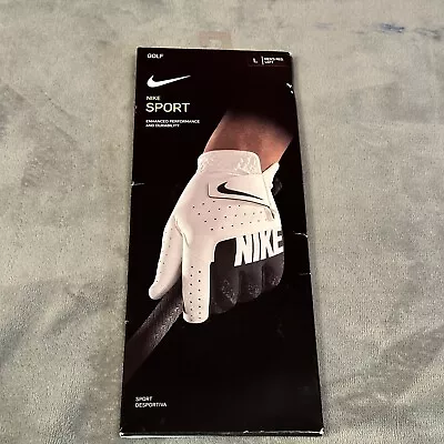 Nike Men Sport Golf Glove Left Regular Large White Black MLGG0523 101 NWT Birdie • $16.50