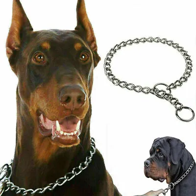 Stainless Steel Dog Choke Collar Metal Chain Slip Pet Training Walking Choker UK • £3.48