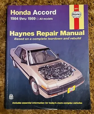 Haynes Repair Manual 42011 Honda Accord 1984-1989 All Models Service Workshop • $13.95