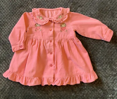 £12.95 • Buy Stunning Vintage Baby Girl Pink Corduroy Winter Dress 0 - 3 M From George Kitten