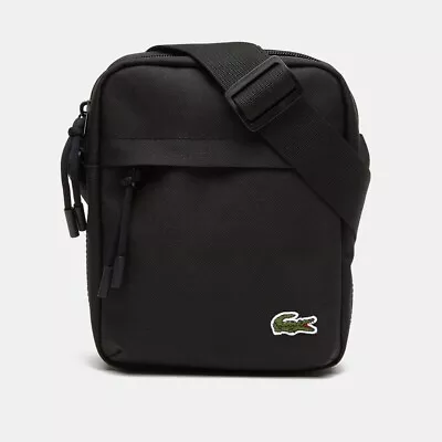 Lacoste Mens Neocroc Durbale Canvas Vertical Zip Crossbody Bag - Black - NEW • $54.99