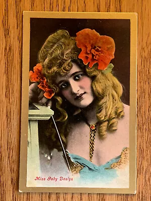 Miss Gaby Deslys Valentine's Series Red Flowers In Curley Hair Ca 1910 • $9.02