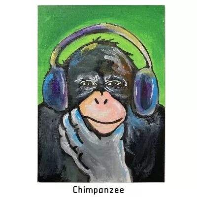 ACEO ORIGINAL PAINTING Mini Collectible Art Card Animal Fantasy Chimpanzee Ooak • $9.99