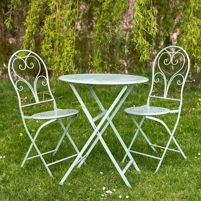 Green Bistro Set Garden Dining Set For 2 Green Garden Table And Chairs Metal Set • £177.99