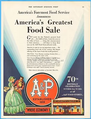 1929 Great Atlantic & Pacific Tea A&P Grocery Store America's Greatest Sale Ad • $10.79