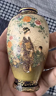 $413 • Buy Antique Meiji Period Miniature Japanese Satsuma Vase With Mark