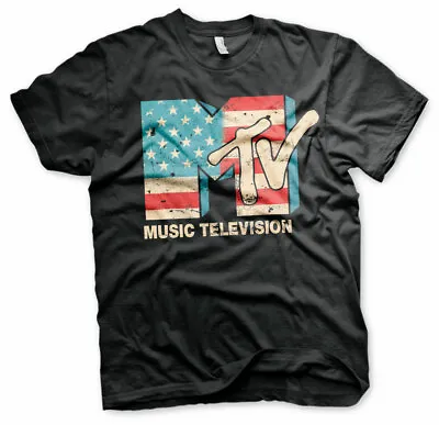 Officially Licensed MTV Distressed USA-Flag Men's T-Shirt S-XXL Sizes • £19.53
