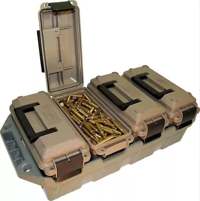 AMMO CRATE 4-Can Utility Box Stackable All-Caliber Case Bulk Ammunition Storage • $60