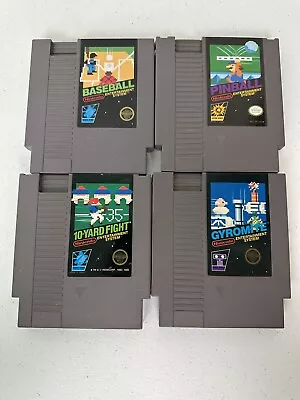 4 Nintendo NES Black Box Game Lot  - Baseball Pinball 10-Yard Fight & Gyromite • $31.98