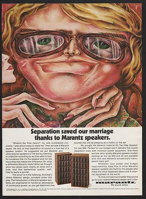 1974 MARANTZ Imperial 5G 2-Way Speaker - Seperation Saved My Marriage VINTAGE AD • $13.99