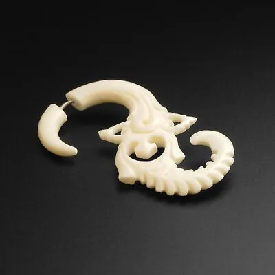 £5.39 • Buy Organic Fake Ear Stretcher Plug Earrings | Bone Faux Gauge Hanging Floral Spiral