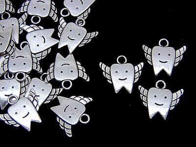 10 Pcs Tibetan Silver Children 's Tooth Fairy Charms 18mm Kids Novelty UK B199 • £2.19