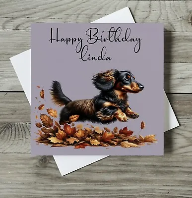 Personalised Pet Happy Birthday Card DOG MUM Dad Friend  Dachshund Sausage Dog • £3.86