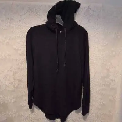 Coreio Mens Hoodie Sweatshirt Black Drawstring V Neck Viscose Blend M • $18