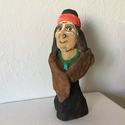 Native American Indian Chief Figurine Hand Carved Wood Statue Figure Folk Art • $49