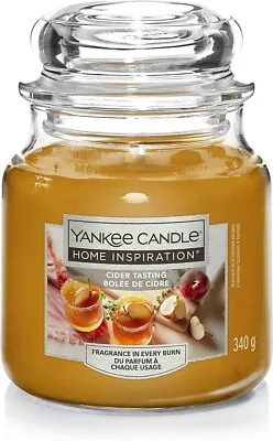 Yankee Candle Scented Medium Jar Cider Tasting 340G 65-75 Hours 10.7cm X 12.7cm • £12.95