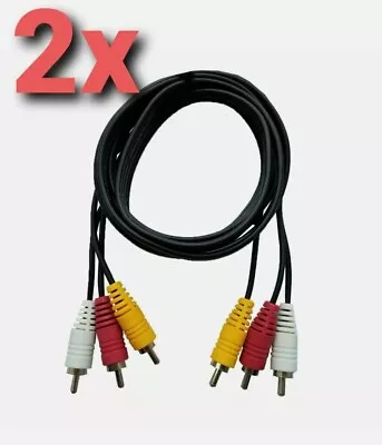  2 Pcs 3-RCA (L + R + V) 3 RCA Male To 3 RCA MALE Audio Video AV Cable Cord 5ft • $5.51