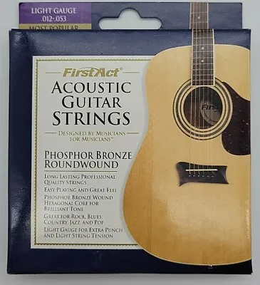 $18.99 • Buy FirstAct MX652 Acoustic Guitar Strings Phosphor Bronze Roundwood Light .012-.053