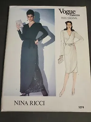 VTG Vogue Paris Original Misses' Dress Nina Ricci Pattern 1074 Size 8 Uncut FF • $15.29