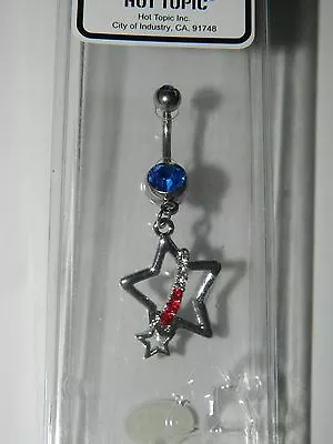 NWT MORBID METALS Silver RED WHITE BLUE STAR Belly Navel Ring BODY JEWELRY* New • $7.99