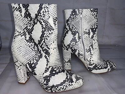 New LONDON REBEL Vegan Python Snakeskin Embossed Ankle Boots Heels Size 8 #25152 • $40