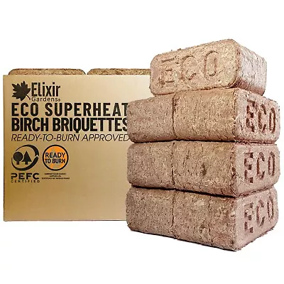 10 Pack Ready To Burn RUF ECO Superheat Birch Hardwood Briquettes/Heat Fuel Logs • £12.98