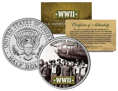 World War II MEMPHIS BELLE Colorized JFK Half Dollar Coin B-17 FLYING FORTRESS • $8.95