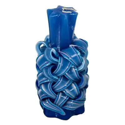 Blue Wick WAX Jewish Havdala CANDLE 13 CM Carved Shabbat Havdola Judaica Holiday • £28.60