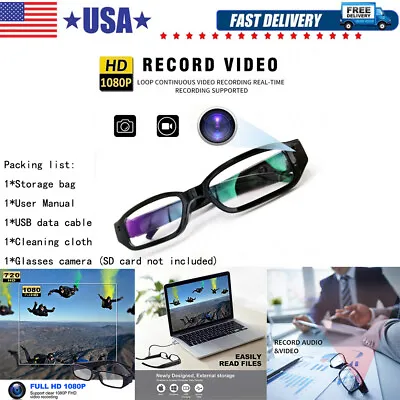 Sports Mini HD Camera Glasses 1080P Sunglasses Recorder Camera Eyewear DV DVR US • $24.69