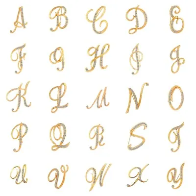 £2.39 • Buy 26 Letters Crystal Rhinestone Alphabet Brooch Pin Wedding Women Jewellery Gifts
