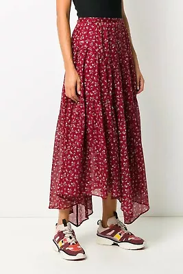 Isabel Marant Etoile Pabna Floral Print $234 Asymmetric Cotton Midi Skirt S 36 • $92.40