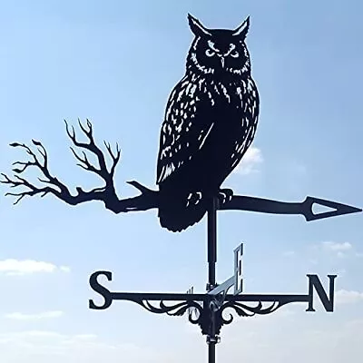 Owl/Eagle Weather Vane Stainless Steel Weather Vane Yard Barn Scene Garden Decor • £16.99