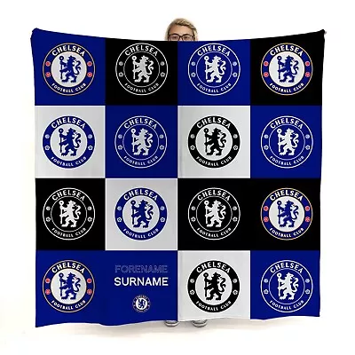 Personalised Chelsea Blanket Fleece Cover Throw Gift Football Fan Official • £33.99