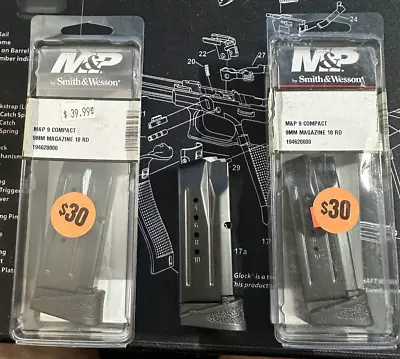 Smith & Wesson M&P 9MM Compact Flat Plate 10 Round Factory Magazine 194620000 • $90