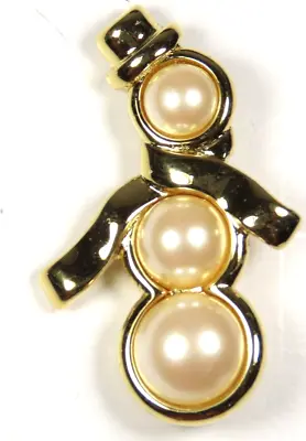 Gorgeous Vintage Christmas Brooch Pin Snowman Monet Cabochon Faux Pearls C5286 • $8.94