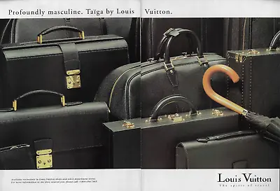 1995 Louis Vuitton Taiga Profoundly Masculine Luggage 2 Page Vintage Print Ad X • $10.99