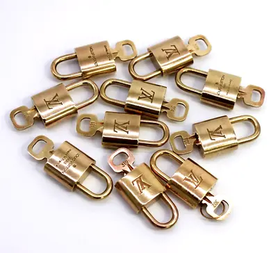 $43.99 • Buy Louis-Vuitton Lock & Key Padlock Brass Gold Number Random Bag Charm Authentic