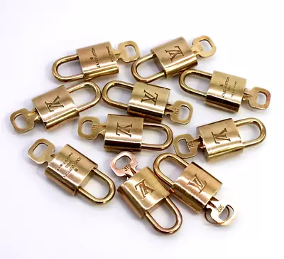 Louis Vuitton Lock & Key Padlock Brass Gold Number Random Bag Charm Authentic • $45.99