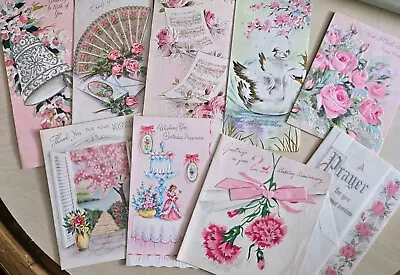 Vintage Greeting Card Lot Pink Flowers  • $4.99