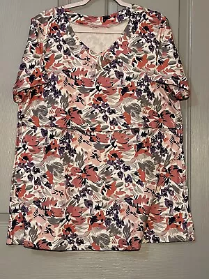 Joy Mom Maternity Nursing Blouse 2XL Floral Short Sleeve • $8.95