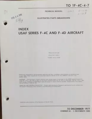 F-4 PHANTOM Illustrated Parts Breakdown Index Changes Tech OrderUSAF • $100