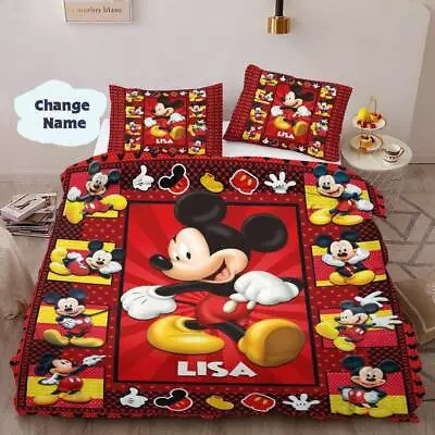 Personalized Mickey Mouse Moods Mickey Emotions Love Mickey 3D Quilt Bedding Set • $92.14