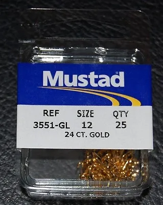 25 Pack Mustad 3551GL-012 Size 12 Gold Small Treble Hooks Trout Powerbait • $8.29