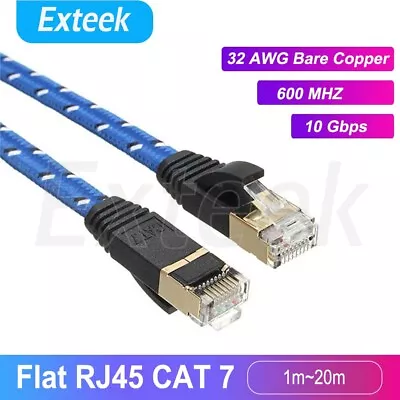 $6.95 • Buy CAT7 RJ45 10Gbps Ethernet Network Lan Cable Flat Shielded Patch Lead