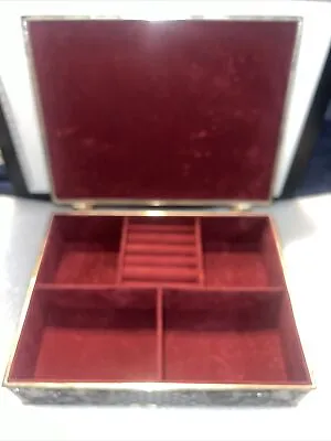 Vintage Large Godinger Silver Plated Jewelry Art Box Floral Red Velvet • $5