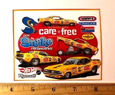 NEW ART! Don Prudhomme Yellow Snake 1973 CARE FREE Banner Style Sticker Decal • $6