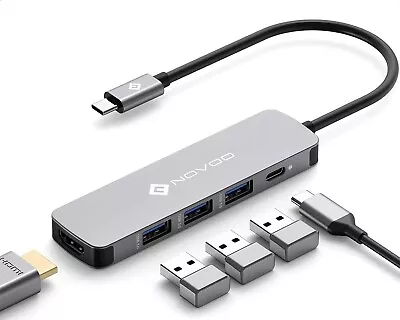 USB C Hub NOVOO 5-In-1 USB C Adapter With 4K USB C To HDMI Hub100W-Power Deliv • $28.80